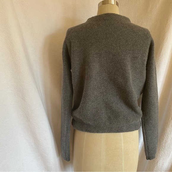 Pure cashmere M chunky heather grey funnel neck sweater. EUC - Picture 2 of 5